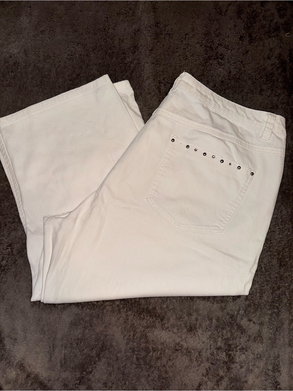 Vintage Crest White Jeans with Gold Crest Logo